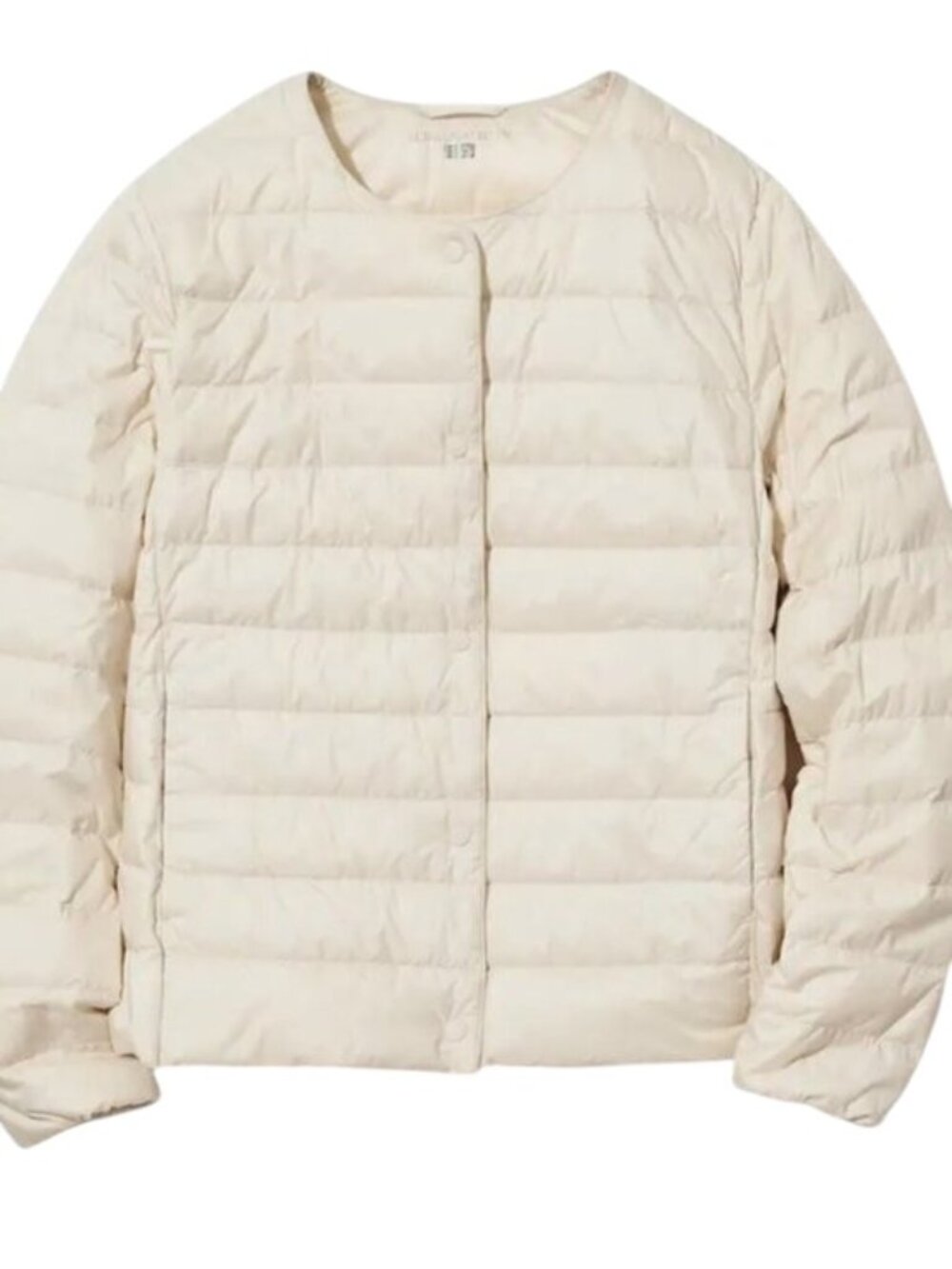 Uniqlo Women's Natural Ultra-Light Down Compact Snap Closure Jacket Adj. Collar